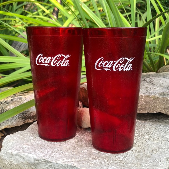Vintage Carlisle brand Coca Cola Plastic “Pizza” Glasses-Set of two - Picture 2 of 10